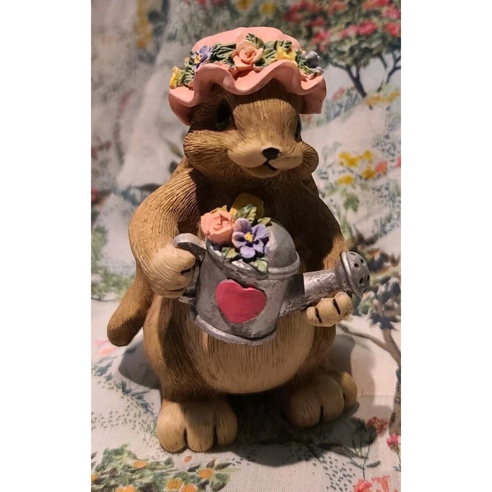 Mervyns Bunny Rabbit Figurine Holding Watering Can Wearing Hat 1997